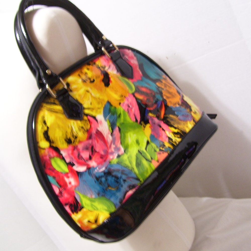 Fashion Handbag Bright Bold Color Black Trim